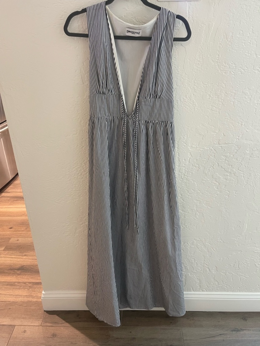 Princess Polly Black & White Striped V-Neck Maxi Dress
